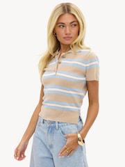 LOAVIES Brown Inspired By Love Striped Polo Shirt - Image 2 of 5