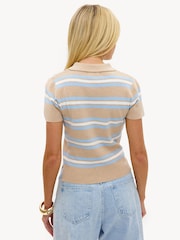 LOAVIES Brown Inspired By Love Striped Polo Shirt - Image 3 of 5