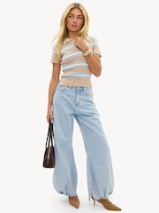 LOAVIES Brown Inspired By Love Striped Polo Shirt - Image 4 of 5