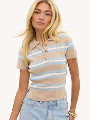 LOAVIES Brown Inspired By Love Striped Polo Shirt - Image 5 of 5