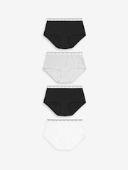 White/Black/Grey Midi Logo Knickers 4 Pack - Image 1 of 8