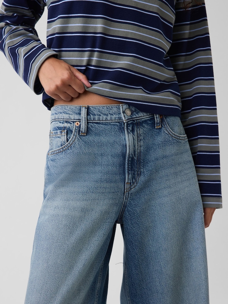 Gap Medium Wash Mid Rise Stripe Baggy Jeans - Image 5 of 5 Gap Medium Wash Mid Rise Stripe Baggy Jeans - Image 5 of 5