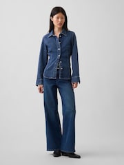 Gap Medium Wash High Waisted Stride Wide-Leg Jeans - Image 4 of 5
