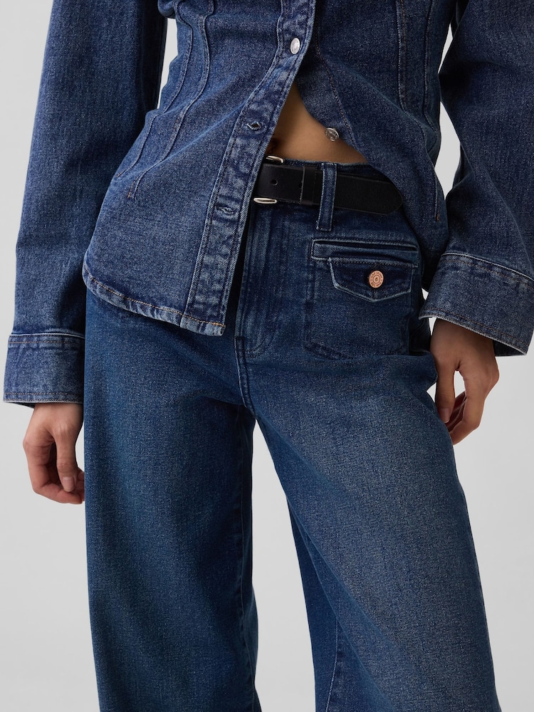 Gap Medium Wash High Waisted Stride Wide-Leg Jeans - Image 5 of 5
