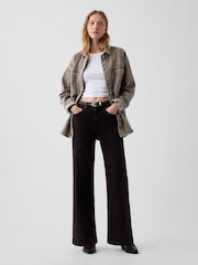 Gap Dark Brown High Waisted Stride Wide-Leg Jeans - Image 4 of 5