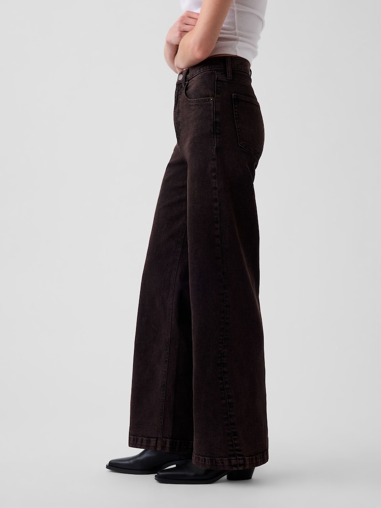 Gap Dark Brown High Waisted Stride Wide-Leg Jeans - Image 5 of 5 Gap Dark Brown High Waisted Stride Wide-Leg Jeans - Image 5 of 5
