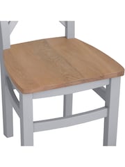 K Interiors Grey Oak Windsor Solid Wood Cross Back Wooden Seat Dining Chair Set of 2 - Image 3 of 5