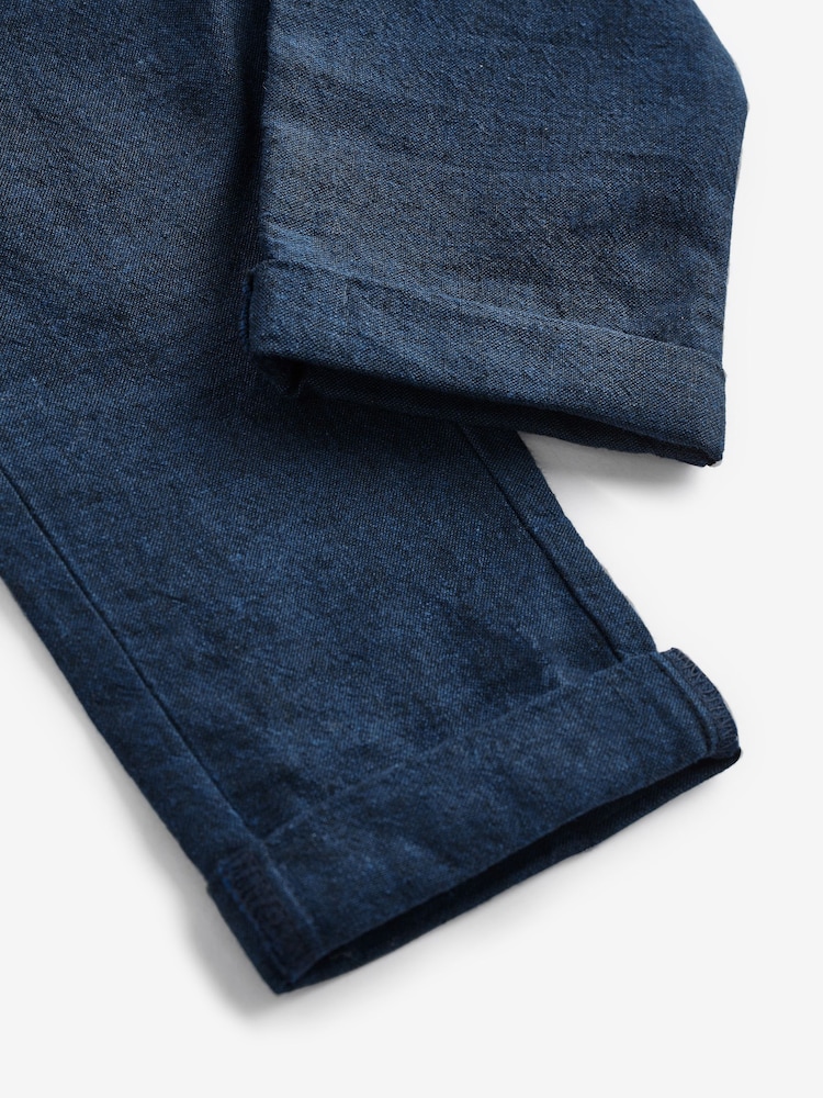 Navy Linen Blend Pull-On Trousers (3mths-7yrs) - Image 10 of 10