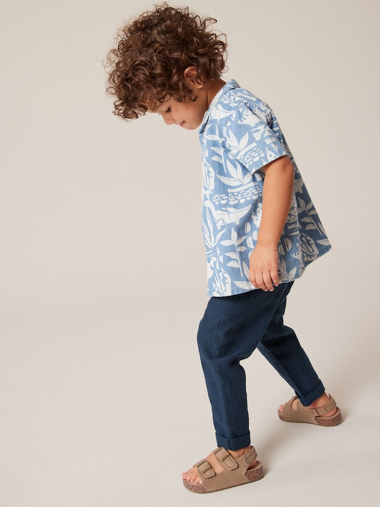 Navy Linen Blend Pull-On Trousers (3mths-7yrs) - Image 2 of 10