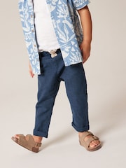 Navy Linen Blend Pull-On Trousers (3mths-7yrs) - Image 3 of 10