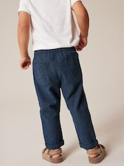 Navy Linen Blend Pull-On Trousers (3mths-7yrs) - Image 4 of 10