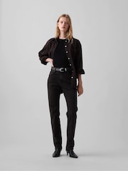 Brūna krāsa - Gap High Rise 90Slim Straight džinsi - Attēls 1 no 7