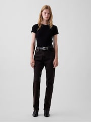 Brūna krāsa - Gap High Rise 90Slim Straight džinsi - Attēls 2 no 7