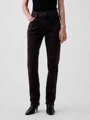 Brūna krāsa - Gap High Rise 90Slim Straight džinsi - Attēls 3 no 7