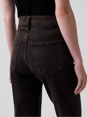 Brūna krāsa - Gap High Rise 90Slim Straight džinsi - Attēls 6 no 7