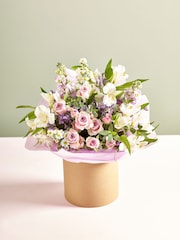 Lilac Purple Alstroemeria Fresh Flower Bouquet in Hatbox - Image 1 of 4