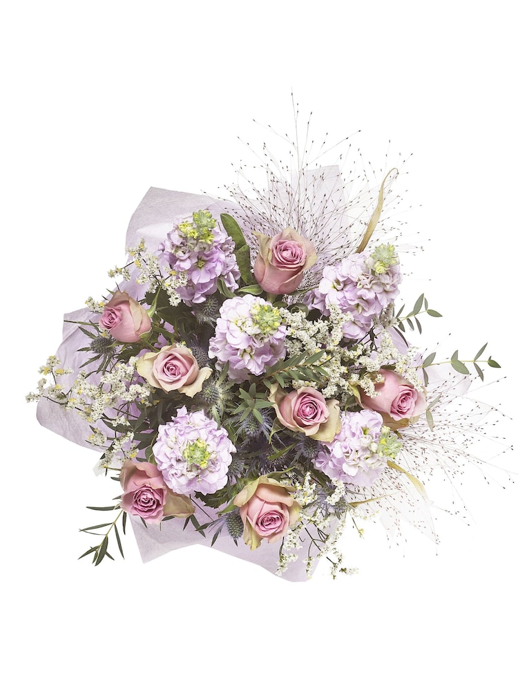 Lilac Purple Alstroemeria Fresh Flower Bouquet in Hatbox - Image 4 of 4