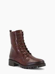 Dune London Brown Prestone Cleated Sole Lace-Up Hiker Boots - Image 1 of 6