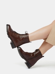 Dune London Brown Prestone Cleated Sole Lace-Up Hiker Boots - Image 6 of 6