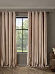 Paoletti Regency Stripe Velvet Lined Eyelet Curtains - Bilde 2 av 4