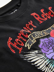 Black Tattoo Stud Graphic T-Shirt (3-16yrs) - Image 3 of 3