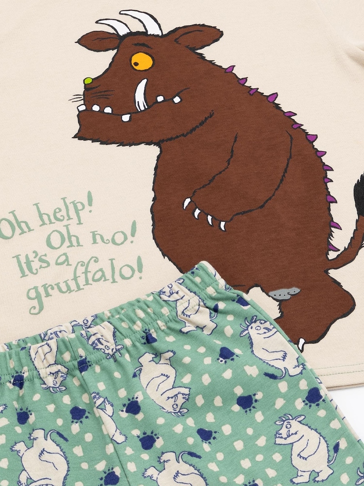 Vanilla Underground Green Gruffalo Kids Licensing 100% Cotton Pyjamas 2 Packs - Image 4 of 5