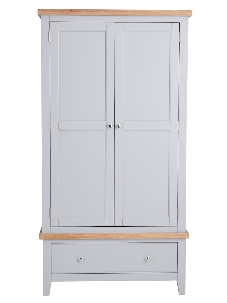 K Interiors Grey Windsor Solid Wood Double, 1 Drawer Wardrobe - Image 2 of 6