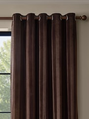 Paoletti Regency Stripe Velvet Lined Eyelet Curtains - Bilde 1 av 4