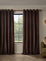 Paoletti Regency Stripe Velvet Lined Eyelet Curtains - Bilde 2 av 4