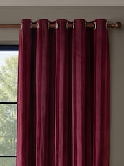 Paoletti Regency Stripe Velvet Lined Eyelet Curtains - Bilde 1 av 4