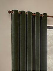 Yard Lichen Heavy Chenille Lined Eyelet Curtains - Image 1 of 4
