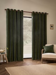 Yard Lichen Heavy Chenille Lined Eyelet Curtains - Image 2 of 4