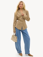 LOAVIES Brown Make It Blossom Striped Blazer - Image 3 of 5