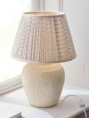 Neutral Woodblock Pleated Lamp Shade - Image 3 of 5