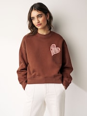 Brown Amour Heart Back Graphic Slogan Sweatshirt - Image 2 of 6