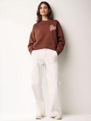 Brown Amour Heart Back Graphic Slogan Sweatshirt - Image 3 of 6