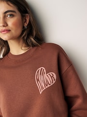 Brown Amour Heart Back Graphic Slogan Sweatshirt - Image 4 of 6