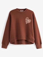 Brown Amour Heart Back Graphic Slogan Sweatshirt - Image 5 of 6