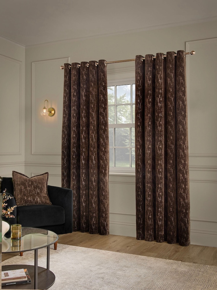 Paoletti Aurelio Chenille Lined Eyelet Curtains - Bilde 2 av 4