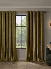 Paoletti Regency Stripe Velvet Lined Eyelet Curtains - Bilde 2 av 4