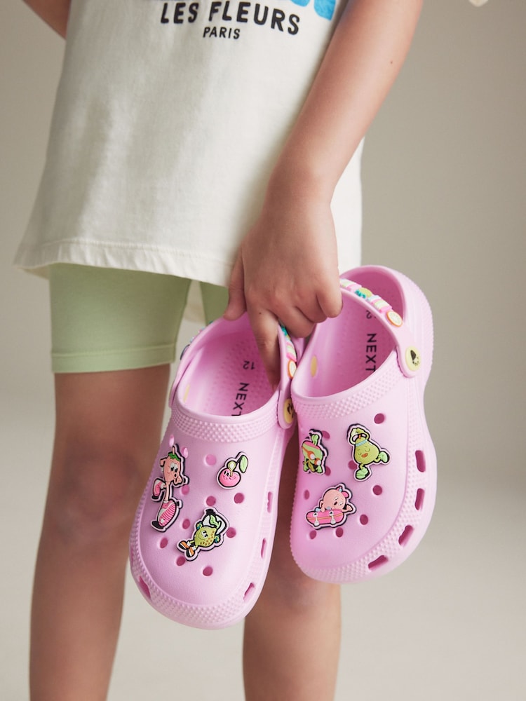 Pink Character Badge Clogs - Image 1 of 8