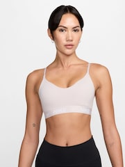 Nike Grey Indy Light Support Padded Sports Bra - Image 1 of 3