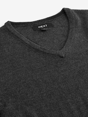 Dark Grey V-Neck Regular Soft Touch Knit Jumper - Image 5 of 6