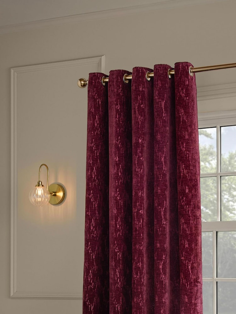 Paoletti Aurelio Chenille Lined Eyelet Curtains - Bilde 1 av 4 Paoletti Aurelio Chenille Lined Eyelet Curtains - Bilde 1 av 4