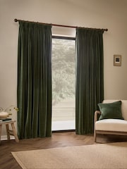 Yard Lichen Heavy Chenille Lined Pencil Pleat Curtains - Image 2 of 4