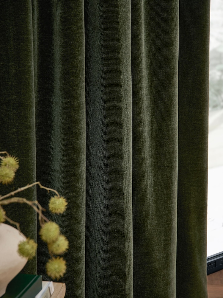 Yard Lichen Heavy Chenille Lined Pencil Pleat Curtains - Image 4 of 4 Yard Lichen Heavy Chenille Lined Pencil Pleat Curtains - Image 4 of 4