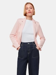 Whistles Pink Slim 100% Cotton Jersey Jacket - Image 1 of 5