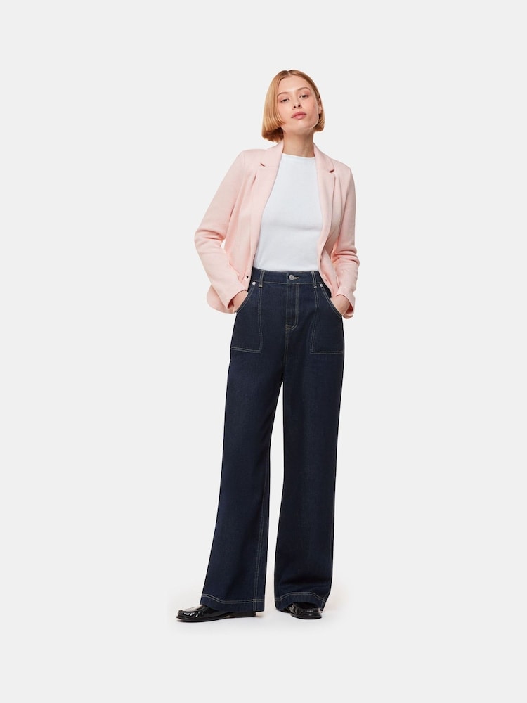 Whistles Pink Slim 100% Cotton Jersey Jacket - Image 3 of 5