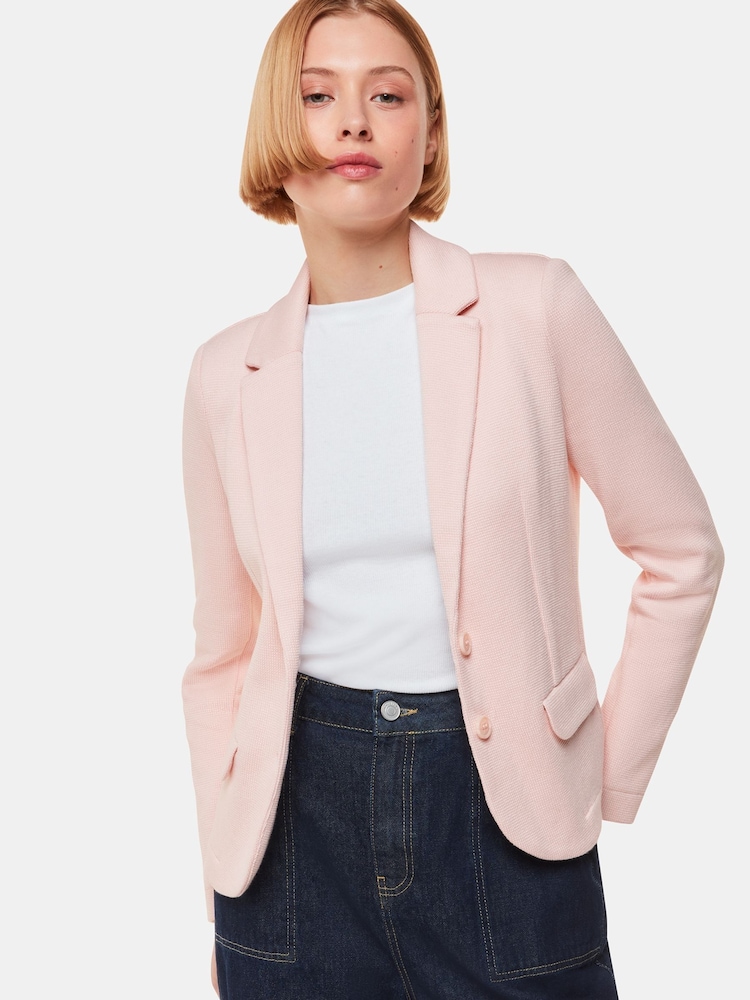 Whistles Pink Slim 100% Cotton Jersey Jacket - Image 4 of 5