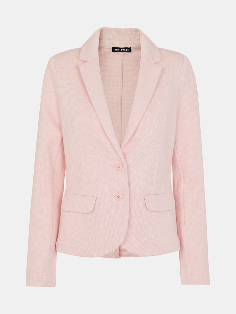 Whistles Pink Slim 100% Cotton Jersey Jacket - Image 5 of 5